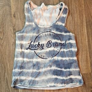 Lucky Brand Blue and White Striped Tank Top